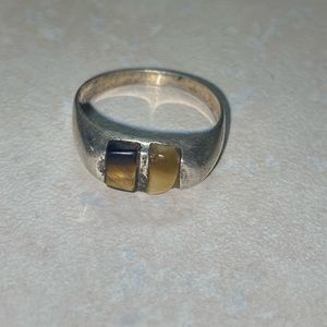 Tigers eye sterling silve ring 6.5